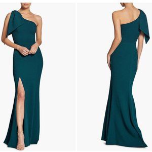 Dress the Population Teal One-Shoulder Maxi Dress